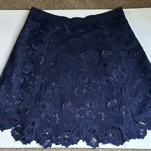 Isaac Mizrahi Navy Floral Lace A-Line Skirt
